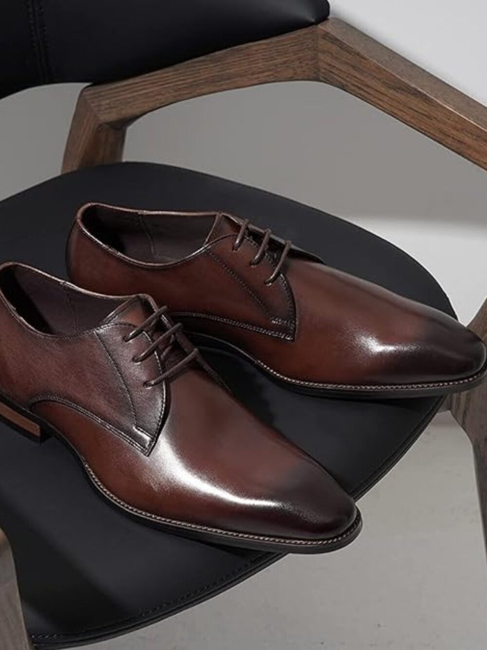 Men's Premium Dark Brown Dress Shoes Leather Wingtip Formal Business Oxford